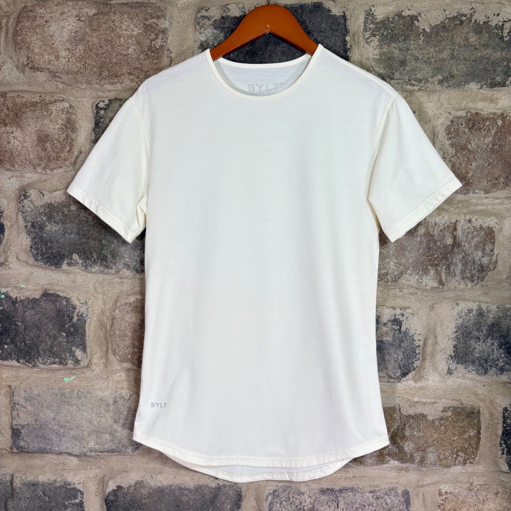 BYLT Premium Basics Drop Cut Short Sleeve Tee Bone White Small Staple Athleisure